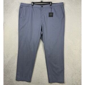 01.Algo Mens Chino Golf Pants 44‎ Blue Performance Tech Straight Pocket Logo NEW